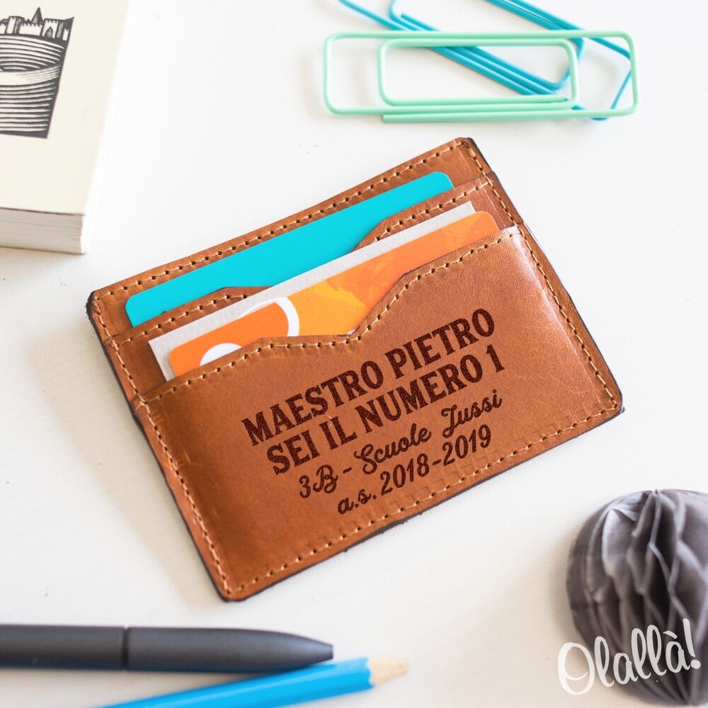 Portacarte Pelle Regalo Maestro Personalizzato1