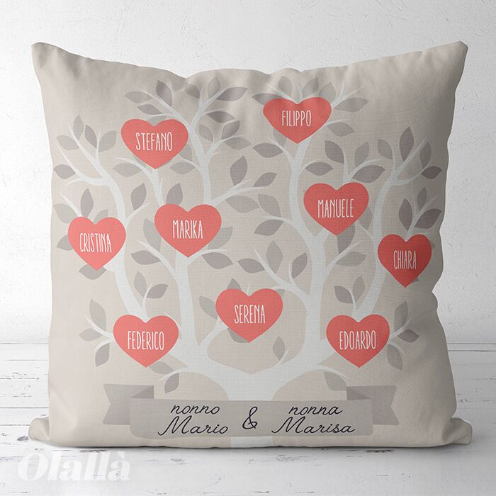 Coperta Albero Famiglia Regalo Nonni Cuori